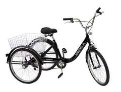 Trehjuling Cykel Svart Stöd...