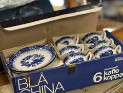 6 kaffekoppar Blå china, ga...