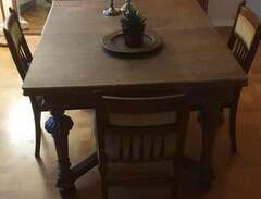antikt matsalsbord med 6 st...