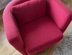 Red living room chair with...