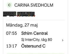 Tågbiljett vuxen Sthlm-Öste...