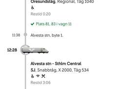 Tågbiljetter X2000 Stockhol...