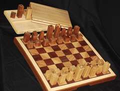 Schack, handgjort, massivt trä