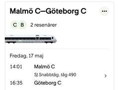 Tågbiljetter Malmö-Göteborg...