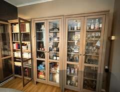 En bokhylla med glasdörrar...