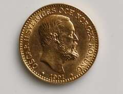 Oscar II,  guldmynt 10kr.