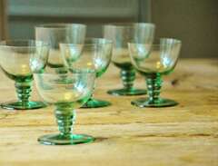 Antika gröna glas 6st, 3 st...