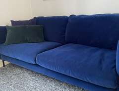 3-sits soffa mörkblå sammet