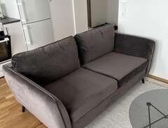 soffa, nyskick, sammet, grå...