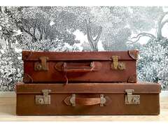 Antika resväskor i skinn, f...