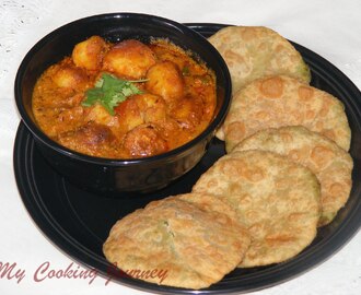 Green Peas Kachori with Spicy Dum Aloo (Fried flatbread stuffed with green peas and Spicy Baby Potato Gravy) - SNC Challenge # 5