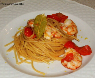 Spaghetti con Gamberi rossi di Sicilia e pomodorini Pachino al profumo di limone