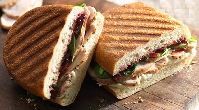 Leftover Turkey and Cranberry Sandwich (Panini-Style), with Herbed Garlic Cream Cheese Spread