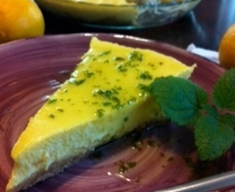 Mango Cheesecake with Lemon Basil Syrup