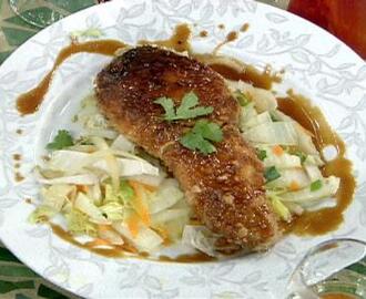 Macadamia Nut Crusted Opah with Cabbage Stir Fry
