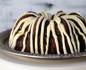 Apple Bundt Cake with Apple Cider Caramel Cream Cheese Frosting