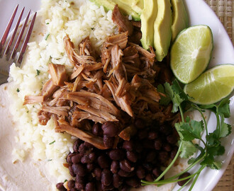 Cafe Rio Inspired Slow Cooked Sweet Shredded Pork and Cilantro-Lime Rice