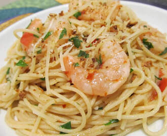 Spaghetti aux crevettes et à l’ail avec thermomix