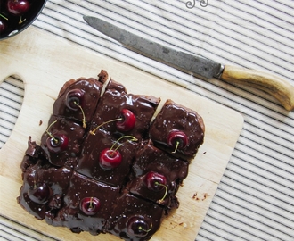 Dark Chocolate Cherry Brownies with Ganache and Sea Salt
