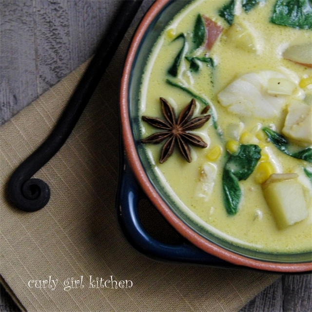 Curried Coconut Potato and Fish Soup