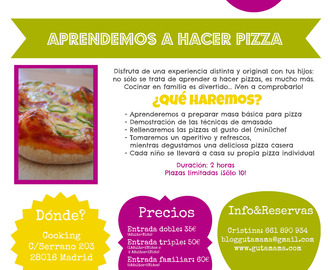 "Cocina con Niños: Pizza Casera" el 27 de Junio en Madrid ¡Te espero!