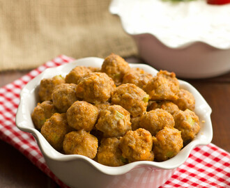 Buffalo Chicken Meatballs with Blue Cheese Sauce~