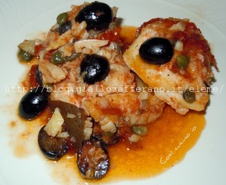 Merluzzo in guazzetto con olive e pomodori secchi