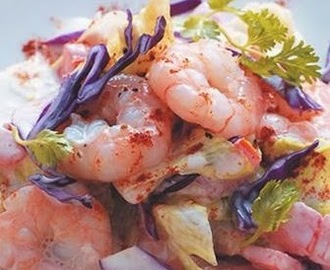 Shrimp salad vegetables yogurt