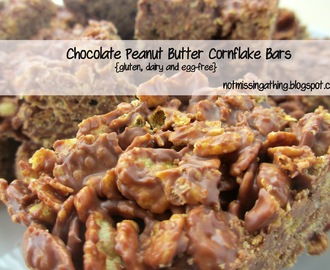 Chocolate Peanut Butter Cornflake Bars {gluten, dairy, egg-free}