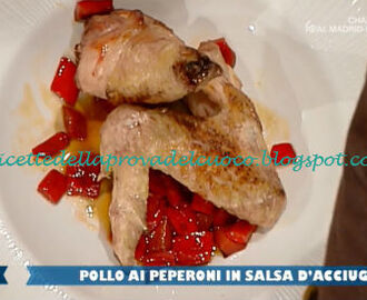 Pollo con peperoni rossi salsa di acciughe e coste di bietole ricetta Emilio Signori da Prova del Cuoco