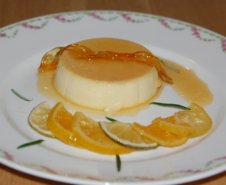 Crème caramel med rosmarin och citron