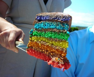 Rainbow Birthday Cake with Mocha Frosting! {dairy free & vegan}