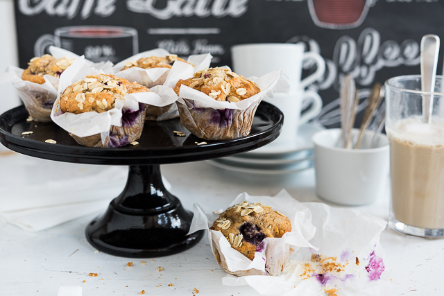 Blaubeer-Frühstücks Muffins wie aus dem Coffee Shop