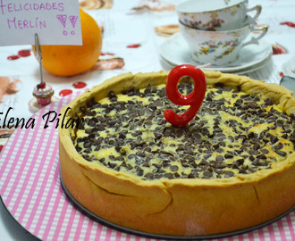Tarta de requesón con naranja y chips de chocolate o Italian Easter Pie para celebrar que Merlín cumple ¡¡9 años!! (Receta de Pascua, 3)