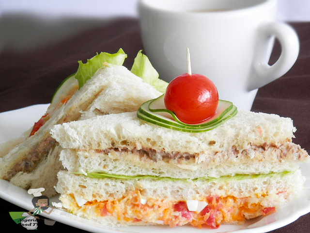 Nigerian Salad Sandwich (club sandwich)