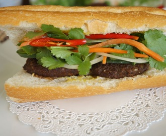 Grilled lemongrass beef sandwich (Banh mi thit bo nuong xa)