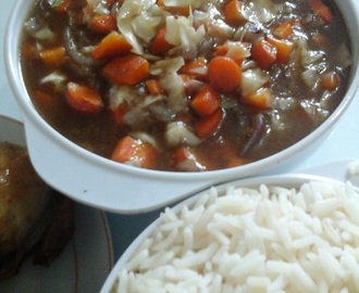 Chicken Stock Gravy with boiled rice
