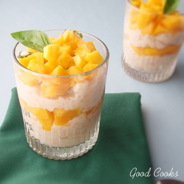 Coconut Rice Pudding Parfait with Mango and Basil