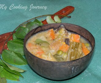 Aviyal /Traditional South Indian mixed vegetable stew in coconut based sauce (BM # 27)