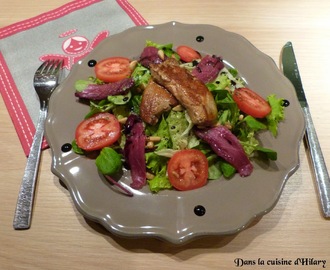 [Entrée de fête] Salade gourmande au foie gras poêlé / [Xmas starter] Yummy foie gras salad