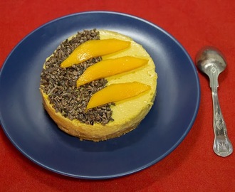 Tarta fácil de mango y chocolate sin horno