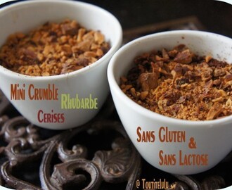 Miniature de Crumble Cao-Coco-Amande à la Rhubarbe et aux Cerises sans Gluten, sans Lactose, sans Caséine