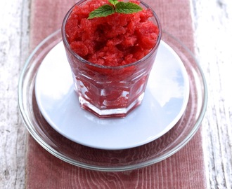 Melon- og jordbærsorbet med rosévin