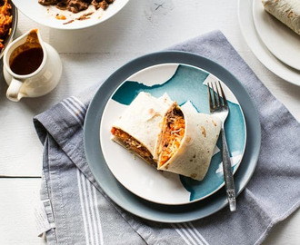 Beef burritos with Mexican rice