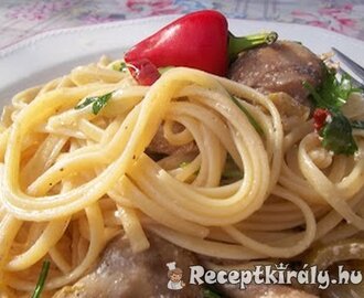 Szicíliai két gombás spagetti fehérborral