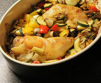 Kip met groenten uit de oven