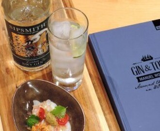 Sipsmith gin – Ceviche van schelvis – crumble van Parmezaanse kaas & amandelen