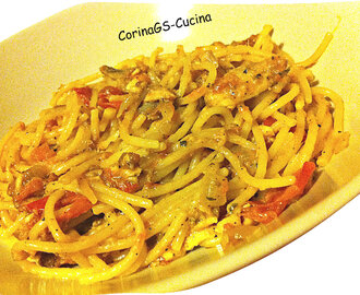 Spaghetti sardine pomodorini e porro -Ricetta base pasta