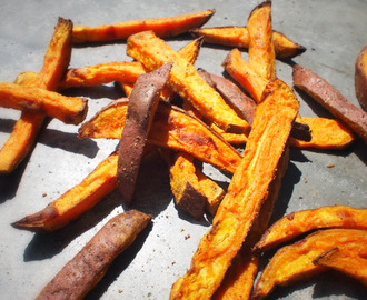 Gezonde Oranje frietjes van zoete aardappel