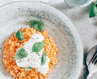 Tomaten risotto met burrata - Uit Pauline's Keuken
